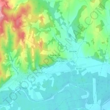Mapa topográfico Raset de Dalt, altitud, relieve