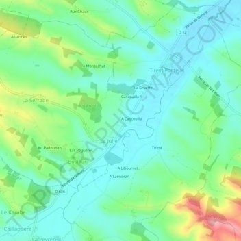 Mapa topográfico Joulet, altitud, relieve