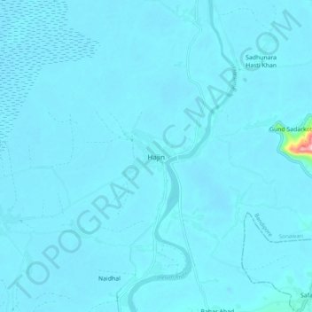 Mapa topográfico Hajin, altitud, relieve