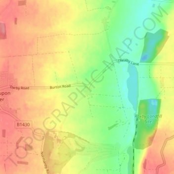 Mapa topográfico Thealby, altitud, relieve