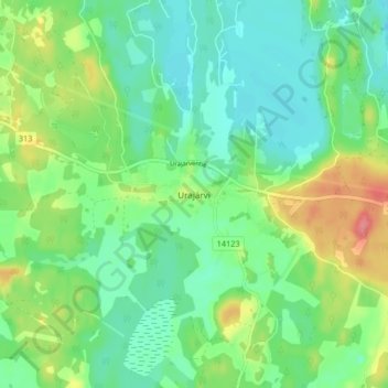 Mapa topográfico Urajärvi, altitud, relieve