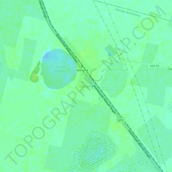 Mapa topográfico Sevigné, altitud, relieve