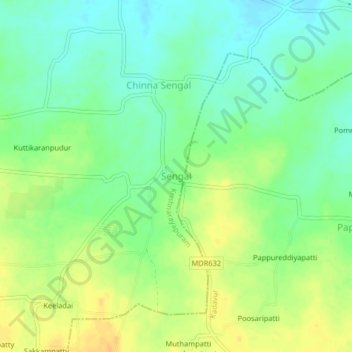 Mapa topográfico Sengal, altitud, relieve