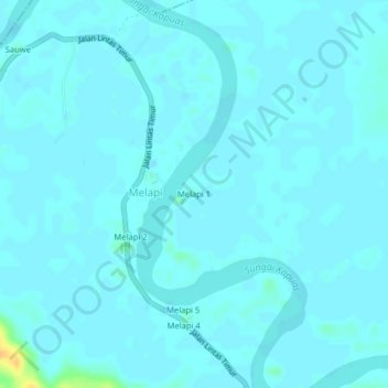 Mapa topográfico Melapi 1, altitud, relieve