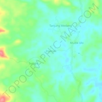 Mapa topográfico Inuman, altitud, relieve