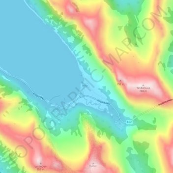 Mapa topográfico Ersfjorden, altitud, relieve