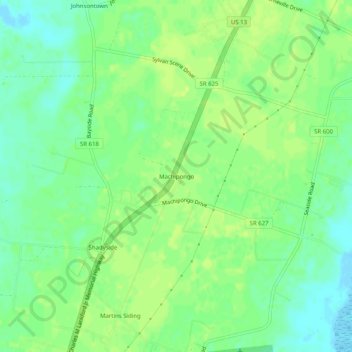 Mapa topográfico Machipongo, altitud, relieve