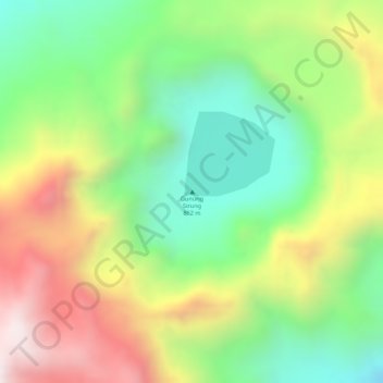 Mapa topográfico Mount Sirung, altitud, relieve