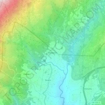 Mapa topográfico Benagouro, altitud, relieve