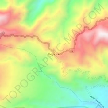 Mapa topográfico Delgaditas, altitud, relieve