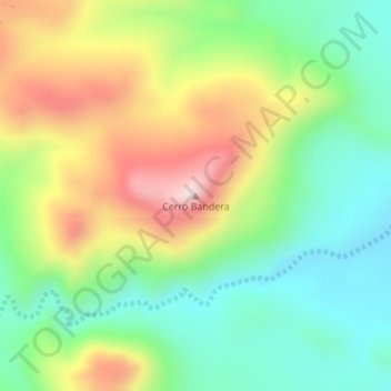 Mapa topográfico Cerro Bandera, altitud, relieve