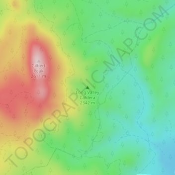 Mapa topográfico Long Valley Caldera, altitud, relieve