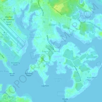 Mapa topográfico Bowleys Quarters, altitud, relieve