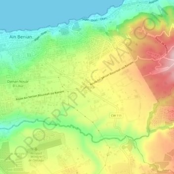 Mapa topográfico Plateau, altitud, relieve
