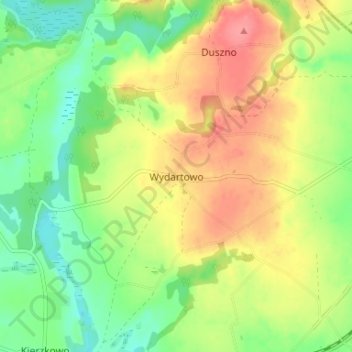 Mapa topográfico Wydartowo, altitud, relieve