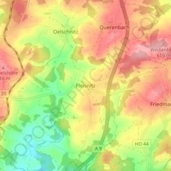 Mapa topográfico Fleisnitz, altitud, relieve