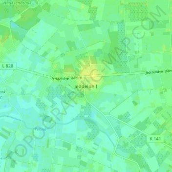 Mapa topográfico Jeddeloh I, altitud, relieve