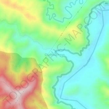Mapa topográfico Challhuamayo, altitud, relieve