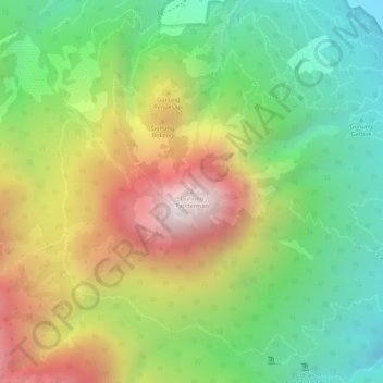 Mapa topográfico Gunung Panderman, altitud, relieve