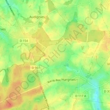 Mapa topográfico Coutant, altitud, relieve