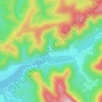 Mapa topográfico Les Noires Colas, altitud, relieve