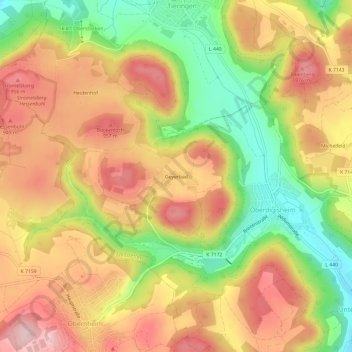 Mapa topográfico Geyerbad, altitud, relieve