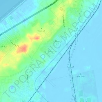 Mapa topográfico Madinat Mubarak, altitud, relieve