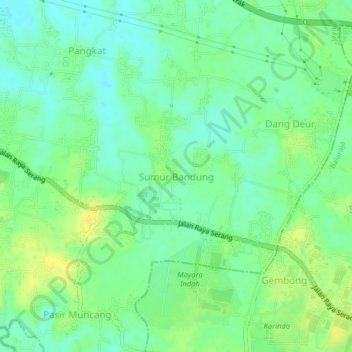 Mapa topográfico Sumur Bandung, altitud, relieve