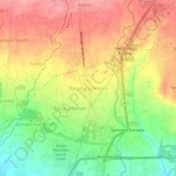 Mapa topográfico Banaba East, altitud, relieve