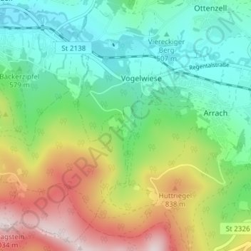 Mapa topográfico Simmereinöd, altitud, relieve