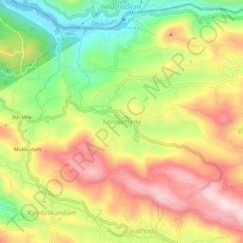 Mapa topográfico Konnathady, altitud, relieve