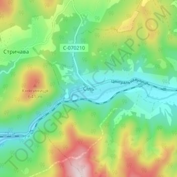 Mapa topográfico Sil, altitud, relieve
