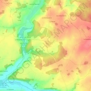 Mapa topográfico Montgarni, altitud, relieve
