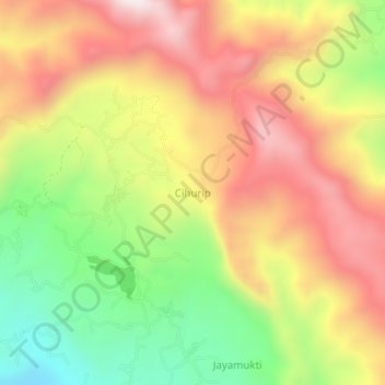 Mapa topográfico Cihurip, altitud, relieve