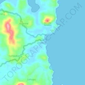 Mapa topográfico Tambung, altitud, relieve