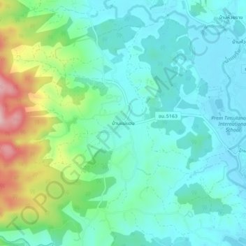 Mapa topográfico Ban Mae Aen, altitud, relieve