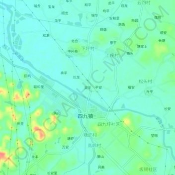 Mapa topográfico Shuangping, altitud, relieve