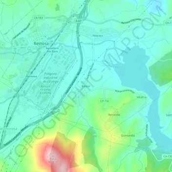 Mapa topográfico Bolmir, altitud, relieve