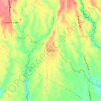 Mapa topográfico Bangahan, altitud, relieve