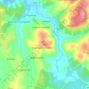 Mapa topográfico Charnais, altitud, relieve