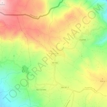 Mapa topográfico Travancas, altitud, relieve