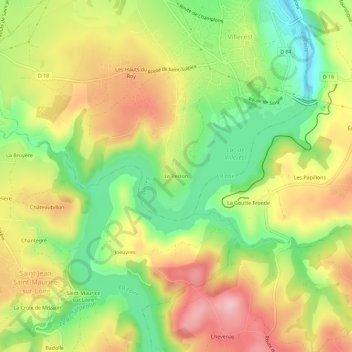 Mapa topográfico Le Perron, altitud, relieve