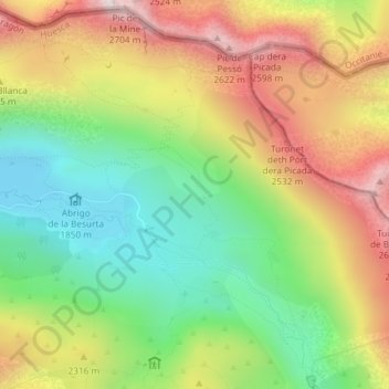 Mapa topográfico La Besurta, altitud, relieve