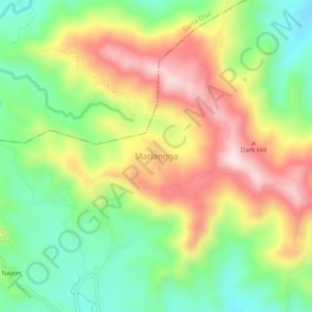Mapa topográfico Marlangga, altitud, relieve