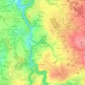 Mapa topográfico La Bouétardais, altitud, relieve