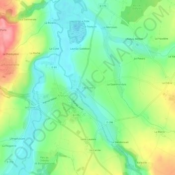 Mapa topográfico Les Croix, altitud, relieve
