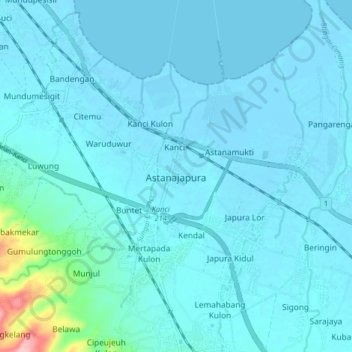 Mapa topográfico Astanajapura, altitud, relieve