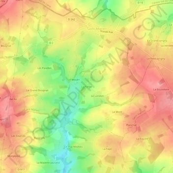 Mapa topográfico La Forge, altitud, relieve