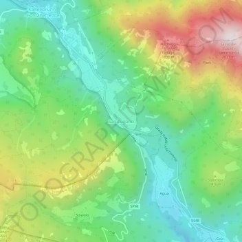 Mapa topográfico San Lugano, altitud, relieve