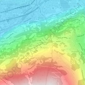 Mapa topográfico La Vernaz, altitud, relieve